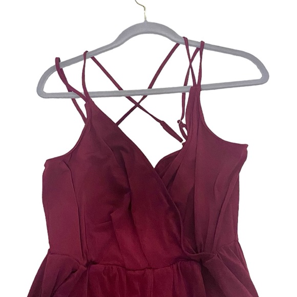 Windsor Sleeveless Surplice Jumpsuit Adjustable Sleeves Burgundy Size XLarge - Picture 5 of 13
